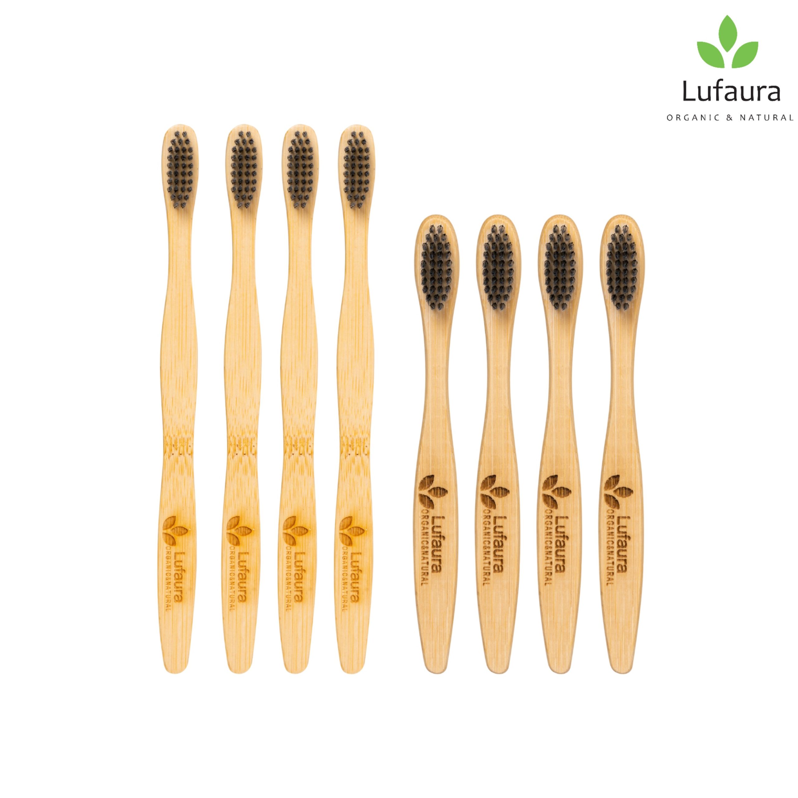 Bamboo Toothbrush-Charcoal enhanced-(Pack of 8 pcs-4Adult + 4Kids)