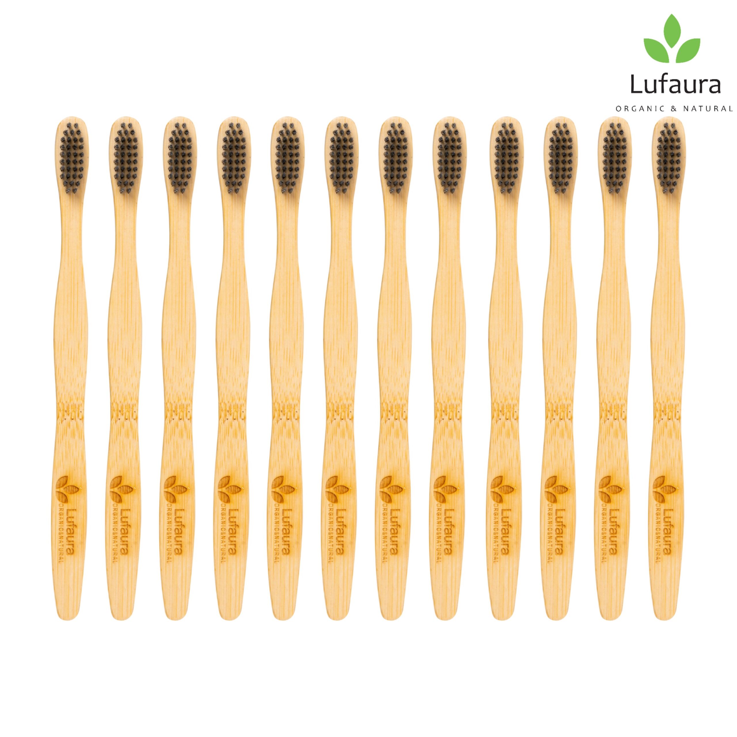 Bamboo Toothbrush-Charcoal enhanced-(Pack of 12 pcs-12 Adult)