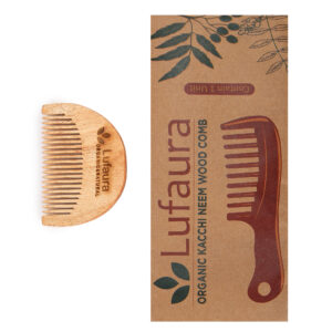 Lufaura Natural Organic Neem Wood Comb ,Soaked In Herb Oil  For Multi-Actions – Detangling, Frizz Control & Shine,Non Static, For Men & Women,  Suited For All Hair Types-(Beard  D Shape)