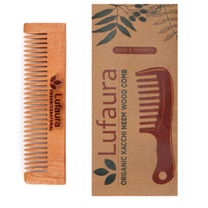 Lufaura Natural Organic Neem Wood Comb ,Soaked In Herb Oil  For Multi-Actions – Detangling, Frizz Control & Shine,Non Static, For Men & Women,  Suited For All Hair Types-(Pocket)