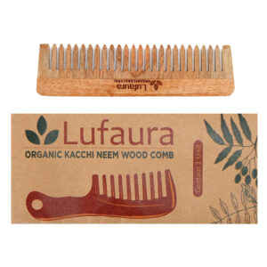 Lufaura Natural Organic Neem Wood Comb ,Soaked In Herb Oil  For Multi-Actions – Detangling, Frizz Control & Shine,Non Static, For Men & Women,  Suited For All Hair Types-(Wide Bounce  Large)